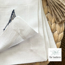Load image into Gallery viewer, Set of 4 Embroidered Cocktail Napkins - Sailboat Monogram