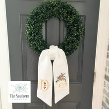Load image into Gallery viewer, Linen Wreath/Basket Sash - Floral Birdcage with Monogram