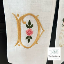 Load image into Gallery viewer, Linen Wreath/Basket Sash - Floral Birdcage with Monogram