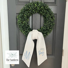 Load image into Gallery viewer, Linen Wreath/Basket Sash - Baby Boy Vintage Rattle