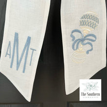 Load image into Gallery viewer, Linen Wreath/Basket Sash - Baby Boy Vintage Rattle