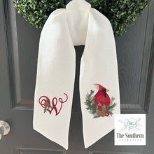 Load image into Gallery viewer, Linen Wreath/Basket Sash - Christmas Cardinal