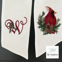 Load image into Gallery viewer, Linen Wreath/Basket Sash - Christmas Cardinal