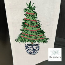 Load image into Gallery viewer, Linen Wreath/Basket Sash - Chinoiserie Christmas Tree