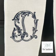 Load image into Gallery viewer, Linen Wreath/Basket Sash - Chinoiserie Bird Branch with Monogram