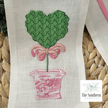 Load image into Gallery viewer, Linen Wreath/Basket Sash - Chinoiserie Heart Topiary