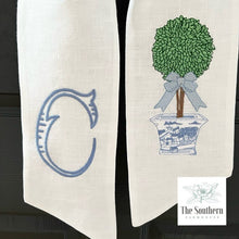 Load image into Gallery viewer, Linen Wreath/Basket Sash - Chinoiserie Topiary Tree