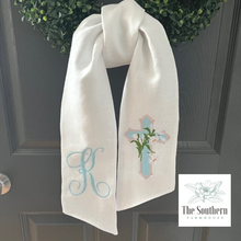 Load image into Gallery viewer, Linen Wreath/Basket Sash - Easter Lily Cross