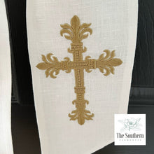 Load image into Gallery viewer, Linen Wreath/Basket Sash - Elegant Cross