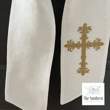 Load image into Gallery viewer, Linen Wreath/Basket Sash - Elegant Cross