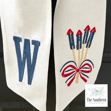 Load image into Gallery viewer, Linen Wreath/Basket Sash - Fourth of July Fireworks