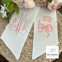 Load image into Gallery viewer, Linen Wreath/Basket Sash - Baby Girl Vintage Rattle