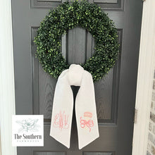 Load image into Gallery viewer, Linen Wreath/Basket Sash - Baby Girl Vintage Rattle