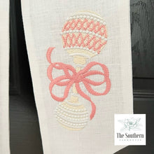 Load image into Gallery viewer, Linen Wreath/Basket Sash - Baby Girl Vintage Rattle