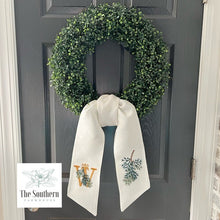Load image into Gallery viewer, Linen Wreath/Basket Sash - Juniper Berry Branch