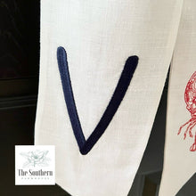 Load image into Gallery viewer, Linen Wreath/Basket Sash - Sketched Lobster Monogram