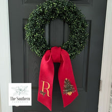 Load image into Gallery viewer, Linen Wreath/Basket Sash - Oh Christmas Tree