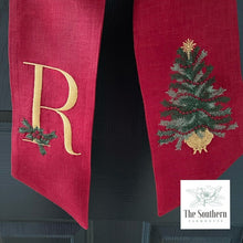 Load image into Gallery viewer, Linen Wreath/Basket Sash - Oh Christmas Tree