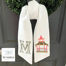 Load image into Gallery viewer, Linen Wreath/Basket Sash - Chinoiserie Pagoda