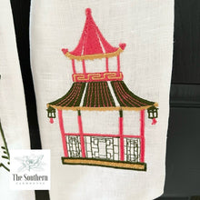 Load image into Gallery viewer, Linen Wreath/Basket Sash - Chinoiserie Pagoda
