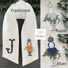 Load image into Gallery viewer, Linen Wreath/Basket Sash - Pumpkin Topiary in 3 Colorways