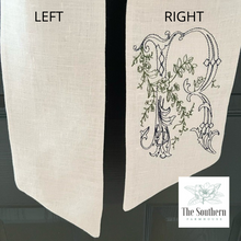 Load image into Gallery viewer, Linen Wreath/Basket Sash - Romantic Floral Sketched Monogram