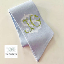 Load image into Gallery viewer, Linen Wreath/Basket Sash - Shuler Studio Monogram
