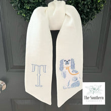 Load image into Gallery viewer, Linen Wreath/Basket Sash - Chinoiserie Staffordshire Blue