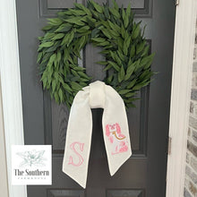 Load image into Gallery viewer, Linen Wreath/Basket Sash - Chinoiserie Staffordshire Pink