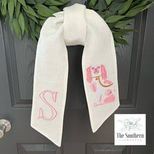 Load image into Gallery viewer, Linen Wreath/Basket Sash - Chinoiserie Staffordshire Pink