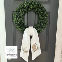 Load image into Gallery viewer, Linen Wreath/Basket Sash - Woodland Pines