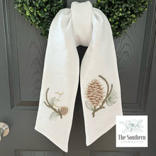 Load image into Gallery viewer, Linen Wreath/Basket Sash - Woodland Pines