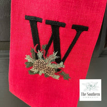 Load image into Gallery viewer, Linen Wreath/Basket Sash - Winter Pine Reindeer