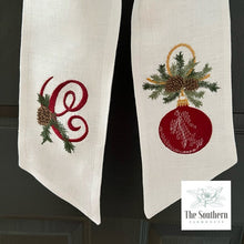 Load image into Gallery viewer, Linen Wreath/Basket Sash - Christmas Pines Ornament