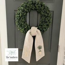 Load image into Gallery viewer, Linen Wreath/Basket Sash - Winter Topiary