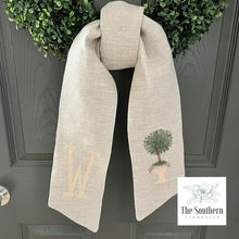 Load image into Gallery viewer, Linen Wreath/Basket Sash - Winter Topiary