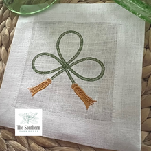 Load image into Gallery viewer, Set of 4 Embroidered Cocktail Napkins - Fancy Shamrock