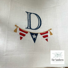 Load image into Gallery viewer, Set of 4 Embroidered Cocktail Napkins - Patriotic Pennant