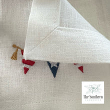 Load image into Gallery viewer, Set of 4 Embroidered Cocktail Napkins - Patriotic Pennant