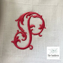 Load image into Gallery viewer, Set of 4 Embroidered Cocktail Napkins - Single Vine Monogram