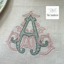 Load image into Gallery viewer, Set of 4 Embroidered Cocktail Napkins - Vintage Vine Monogram