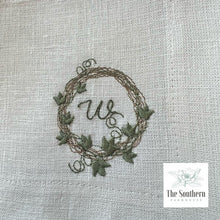 Load image into Gallery viewer, Set of 4 Embroidered Cocktail Napkins - Spring Ivy Wreath
