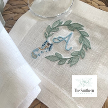 Load image into Gallery viewer, Chinoiserie Staffordshire Wreath Monogrammed Luncheon, Dinner & Cocktail Napkins