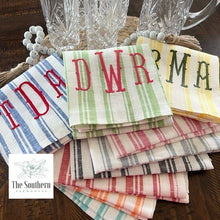 Load image into Gallery viewer, Tea Towels - Mongram Stripe Heavyweight Linen