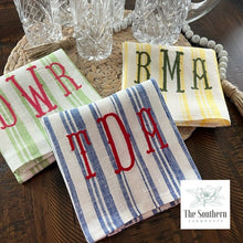 Load image into Gallery viewer, Tea Towels - Mongram Stripe Heavyweight Linen