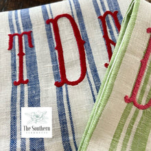 Load image into Gallery viewer, Tea Towels - Mongram Stripe Heavyweight Linen