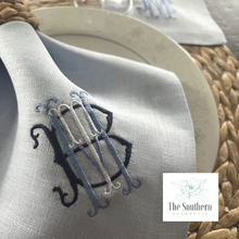 Load image into Gallery viewer, Sutton Satin Three Letter Monogrammed Luncheon, Dinner & Cocktail Napkins