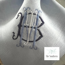 Load image into Gallery viewer, Sutton Satin Three Letter Monogrammed Luncheon, Dinner & Cocktail Napkins