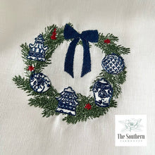 Load image into Gallery viewer, Set of Two Tea Towels - Chinoiserie Christmas Wreath & Tree