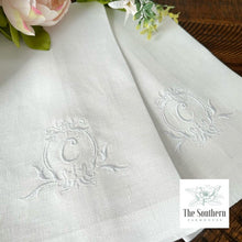 Load image into Gallery viewer, Tea/Guest Towel - Vintage Crest Monogram